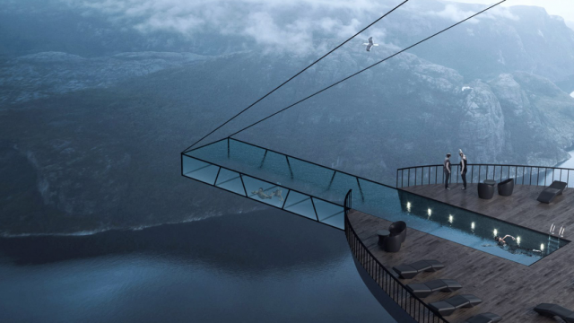 挪威的這間崖上的酒店，可能是世上最危險的住宿。