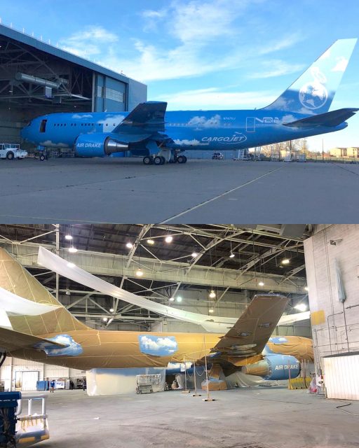 Virgil Abloh 為 Drake 重新設計私人飛機塗漆，藍天白雲圖案內藏玄機