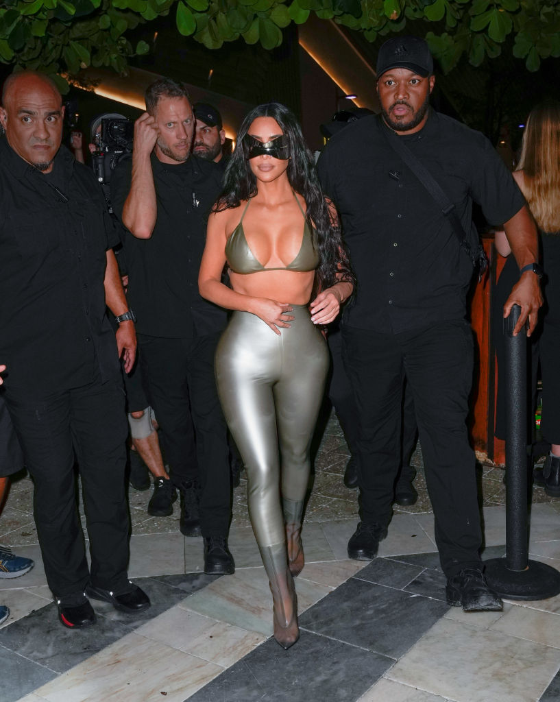 Kim Kardashian visits the SKIMS SWIM Miami pop-up shop on Saturday